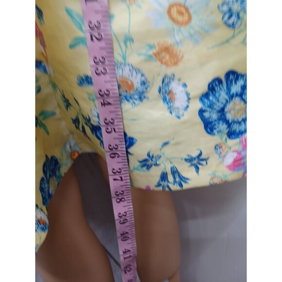 TAHARI Sundress Yellow Blue Pink Floral Spaghetti Strap Size 14/16 - Picture 7 of 11